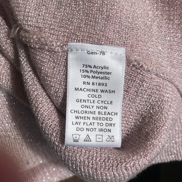 Susan Graver Medium Pink Metallic Shimmer Twin Set Sweater L/S - Picture 4 of 4